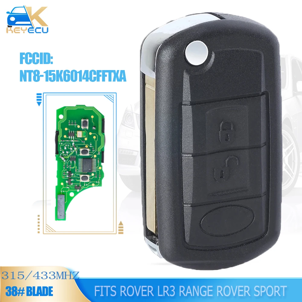 

KEYECU NT8-15K6014CFFTXA Flip Remote key Fob 315MHz / 433MHz for Land Rover LR3 Range Rover Sport 2005 2006 2007 2008 2009 2010