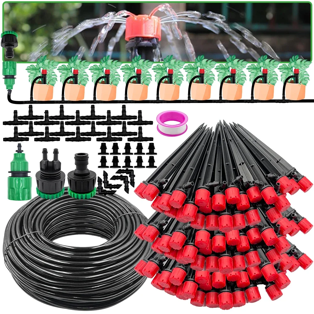 Kit d'irrigation goutte à goutte automatique pour jardin, système d'arrosage 1/4'' 13CM pour bonsaï, plante en pot, fleur, légume, serre