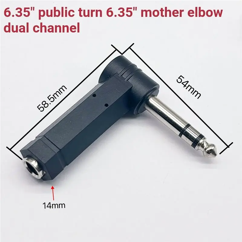 Popular Style Stereo Audio Connector(6.35Mm), 5PCS Right Angle Male To Female, For Studio Mixer Amplifier Speaker Adapter Cable