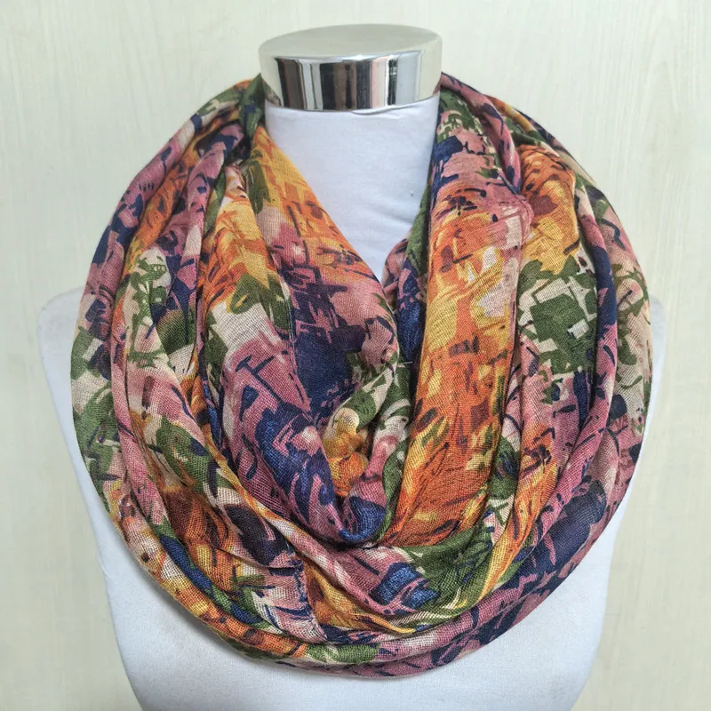 

Женский цветной шарф с принтом «Бесконечность», мягкий шейный платок, круглая шаль, хиджаб, женская петля, модный аксессуар