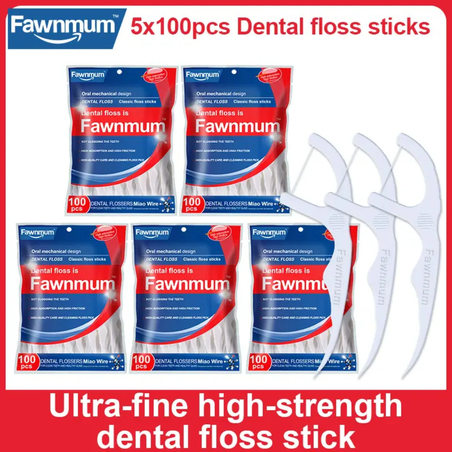 Convenient Eco-Friendly Fawnmum Dental Floss Picks for Adults - Compact and Reusable Tooth Flossers - Ideal for Travel or Home U