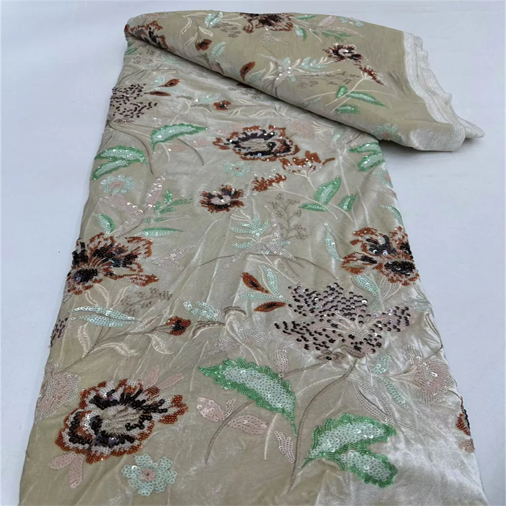 African Lace Fabric Velvet Lace Fabric 2024 High Quality Mesh Embroidery Lace Sequins Tulle Nigerian Lace Fabric for Women Dress