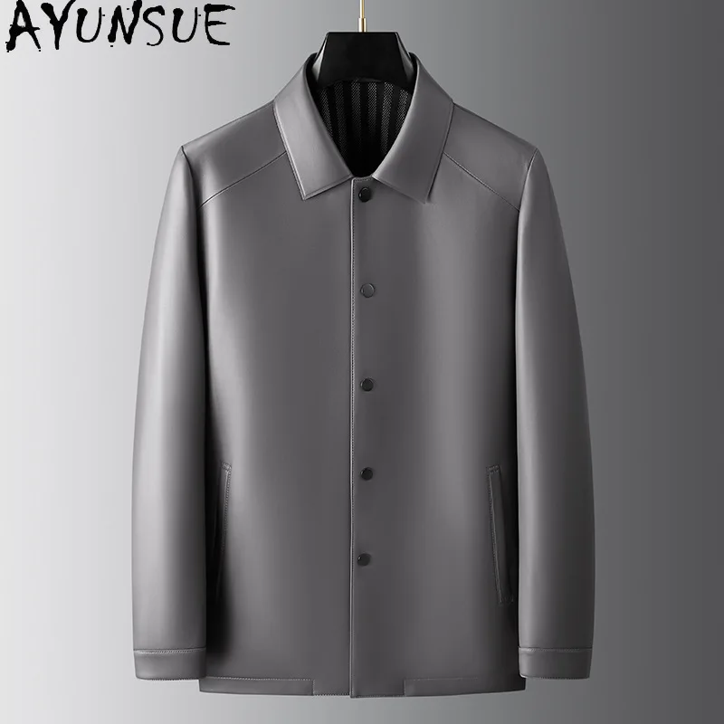 AYUNSUE Genuine Leather Jacket Men Clothing Real Sheepskin Jackets for Men High Quality Men Clothing Mid Length 가죽자켓 남자 진짜양가죽