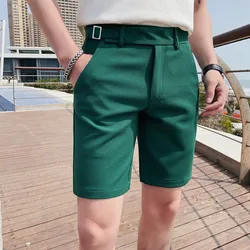 2023 Korean Style Men's Summer Casual Shorts/Male Slim Fit Fashion Solid Green Harlan Shorts Plus Size 29-36