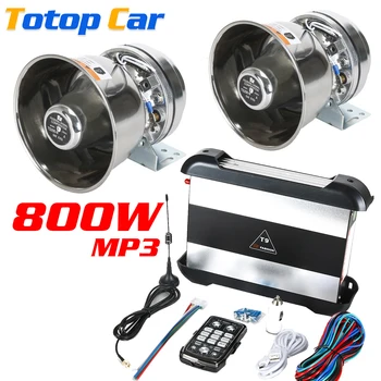 Polícia carro aviso sirene MIC, T9 chifre, carro chifre alarme, 18 som para incêndio, amplificador, 800W, novo