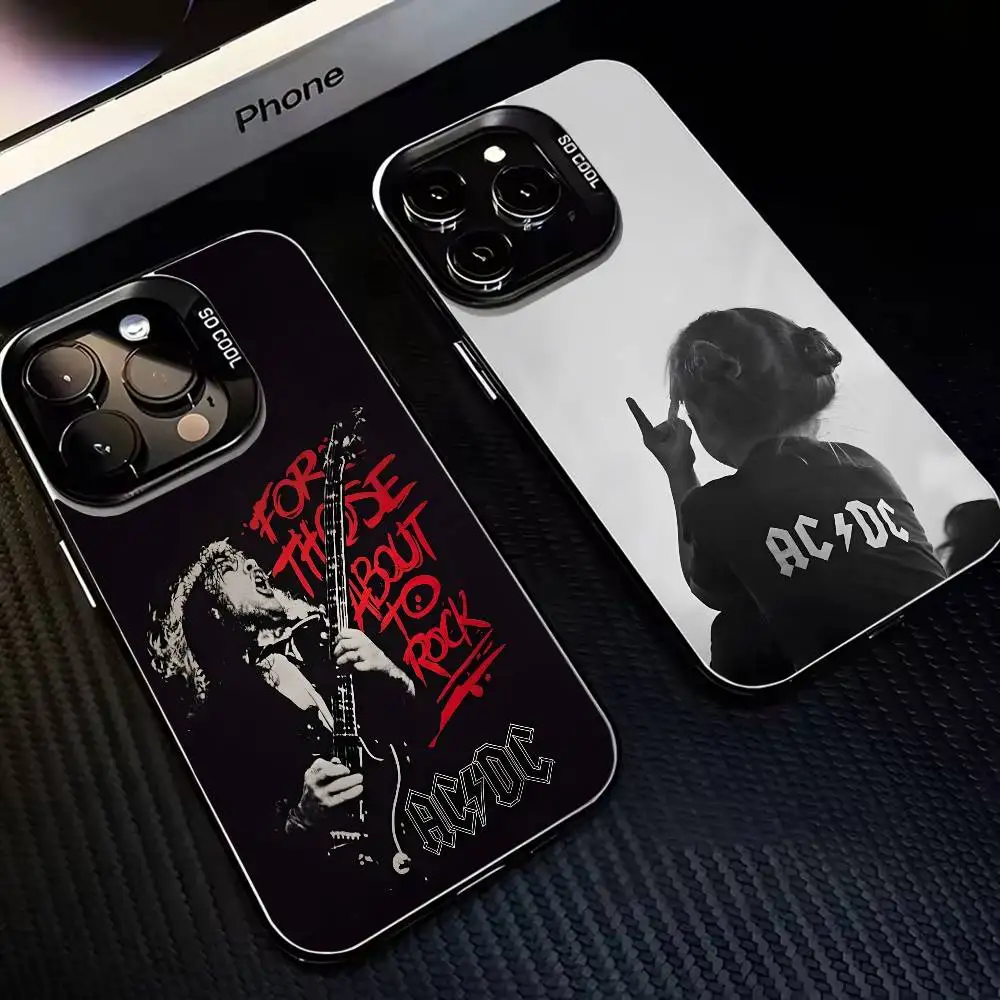 

Fashion A-AC-DC Phone Case For iPhone 16,15,14,13,12,11,Mini,Pro,MAX Black Matte Shockproof Cover