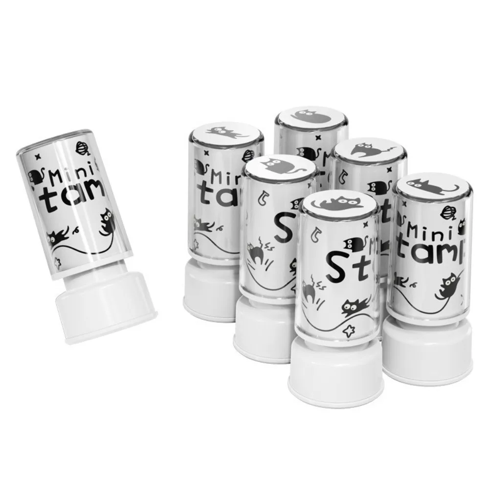 8 Patterns Black Cat Stamp Black Color Durable Self-Inking Stamp Easy To Use Cartoon Cartoon Stamp Scrapbooks And Handicrafts