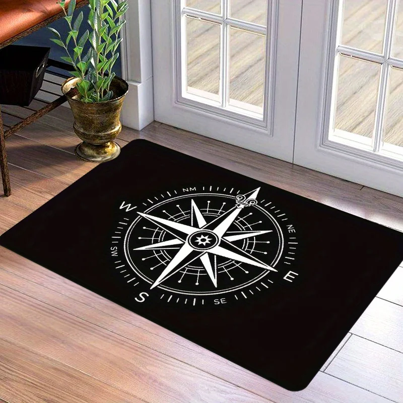 Modern Compass Rose Welcome Rug Great Gift For Travel Lovers Adventurers And Stylish Apartment Entrance Protection