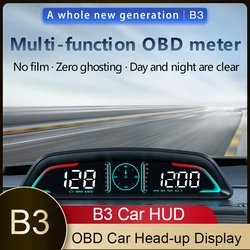 B3 OBD HUD Car Head Up Display Tachometer Water Temp Fuel Consumption Voltage Time Auto Speedometer W/ Alarm Overspeed Reminder