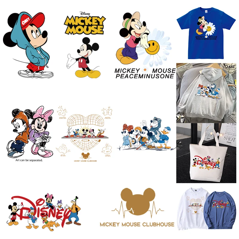 Disney Mickey Mouse Minnie Mouse Pattern Clothing Thermoadhesive Patches DIY Vinyl Printed Iron-on Stickers For Clothes