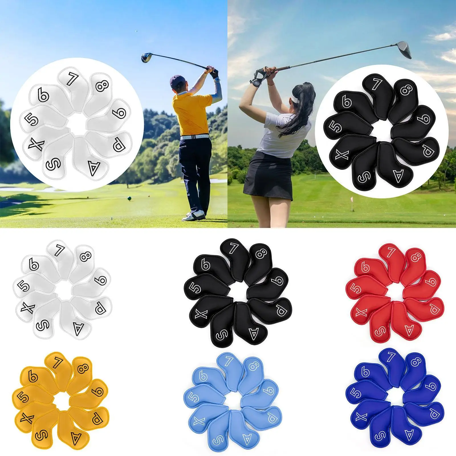 

9Pcs Golf Club Head Covers Scratchproof Golf Supplies Creative Accessories