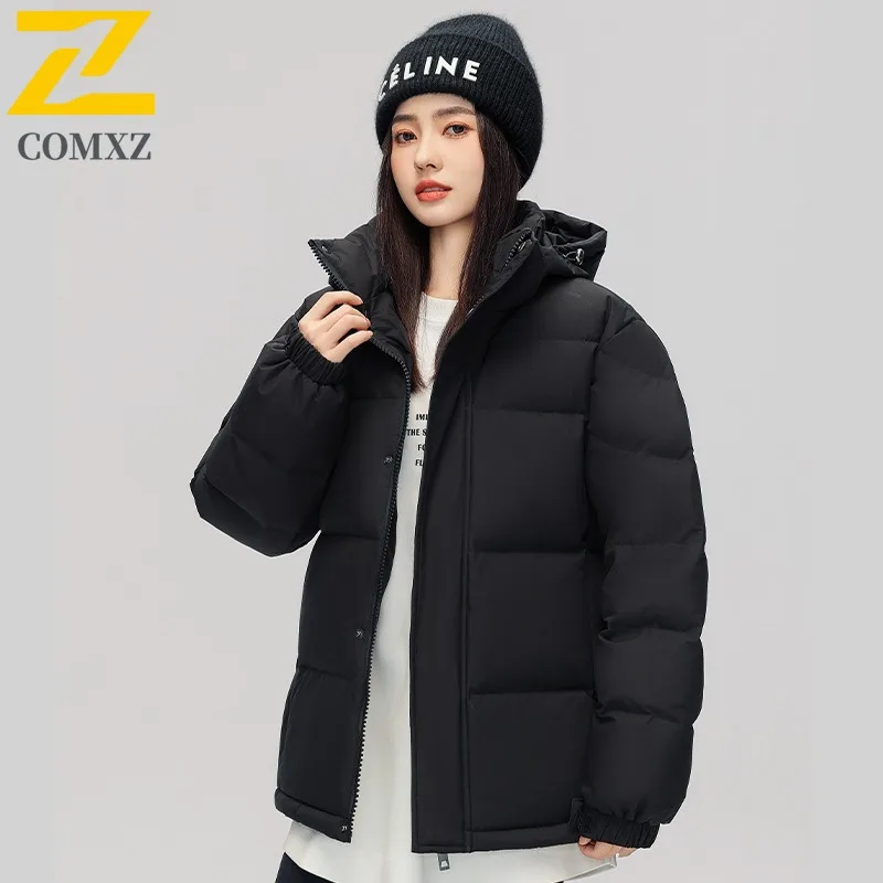COMXZ Men Bread Jackets Winter Warm Travel Snow Windproof Comfortable Ski Puffer Jacket Stylish Street Minimalist Padding Coat