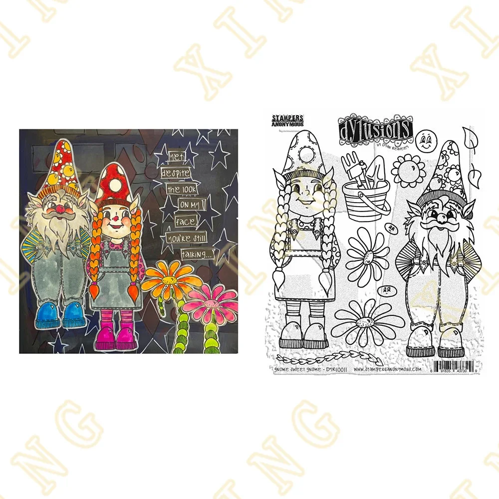 Metal Cutting Dies Clear Stamps Scrapbook Diary Decoration Embossing Stencil Template Diy Greeting New Sweet Gnome Robin Couture