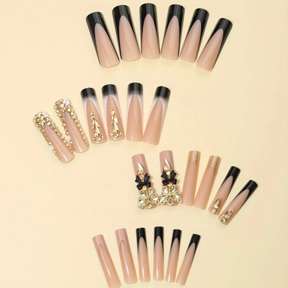 24 sztuk/zestaw ślubne wciśnięte paznokcie damskie perły Rhinestone zdobione długie sztuczne paznokcie paznokcie ślubne wielokrotnego użytku na specjalne okazje