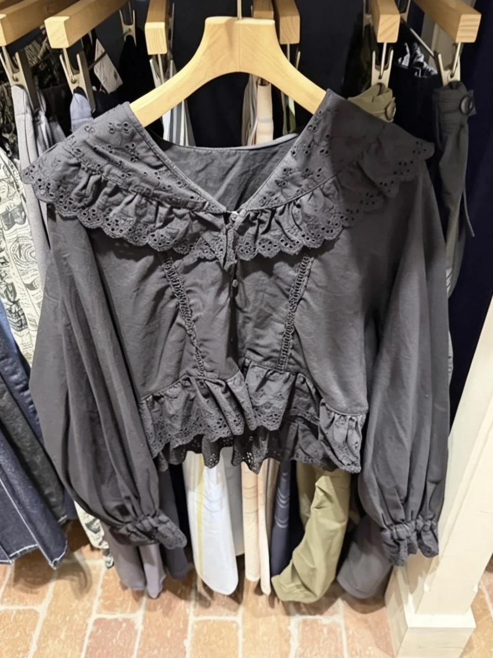 Elegant Embroidered Lace Collar Shirt Women's Loose Slimming Layering Beautiful Top Heavy Embroidery Floral Lace Long Sleeve