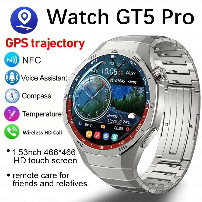

Новые умные часы Gt5 Pro для мужчин и женщин, 1,51 HD-экран, 450 мАч, фитнес-трекер, пульс, сон, GPS-трекер, умные часы, спортивные водонепроницаемые