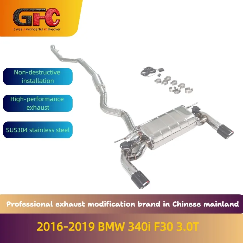 

Марка GFC для BMW 340i F30 3.0T Высокопроизводительная выхлопная система с регулируемым клапаном Catback 2016-2019 гг. с глушителем и насадками.