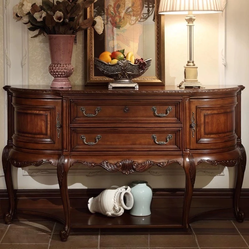 European living room decorative entrance table solid wood foyer dining side aisle cabinet