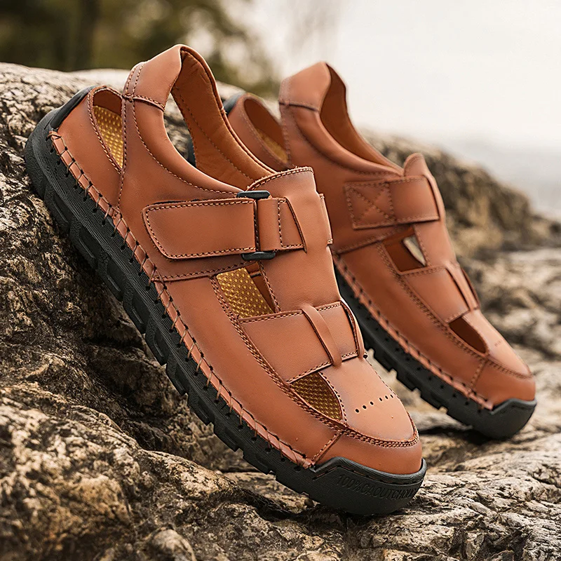 

Уличные сандалии, мужские дышащие легкие пляжные нескользящие болотные туфли, мужские износостойкие удобные туфли на плоской подошве