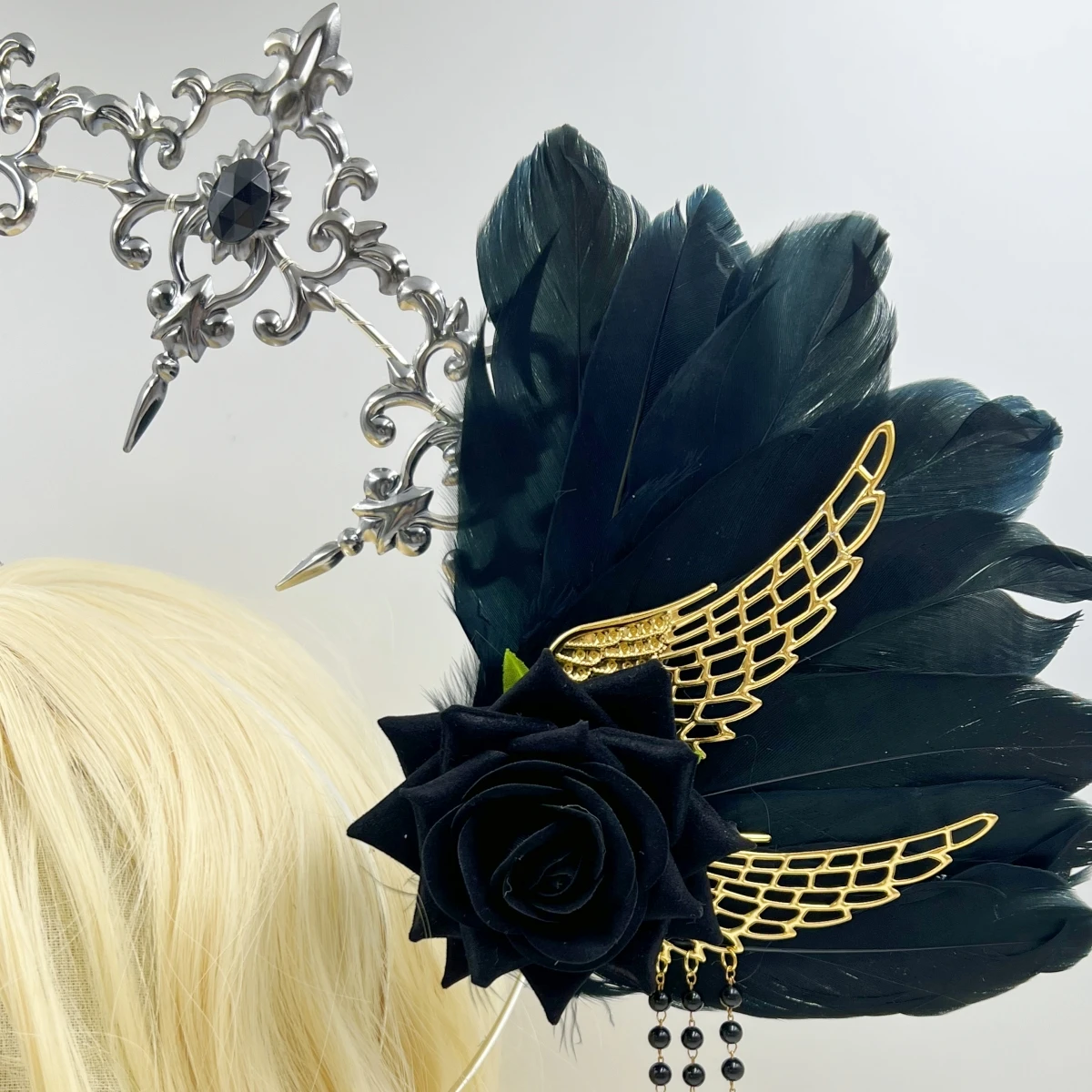 Mary Feather Wings Halo Cosplay Lolita Tiara Halloween Crown Adult Women Costume Headband Headdress Accessories Dropshipping