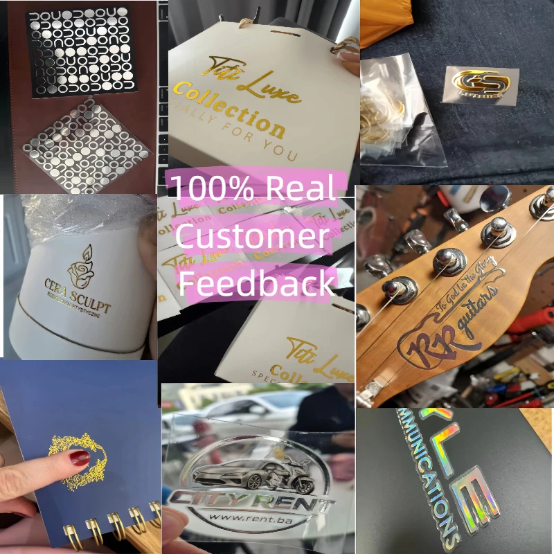 100PCS Stickers Personalized Logo Custom Sticker Metal Gold 3D UV DTF Transfer Sticker Waterproof Wedding Labels Company Name