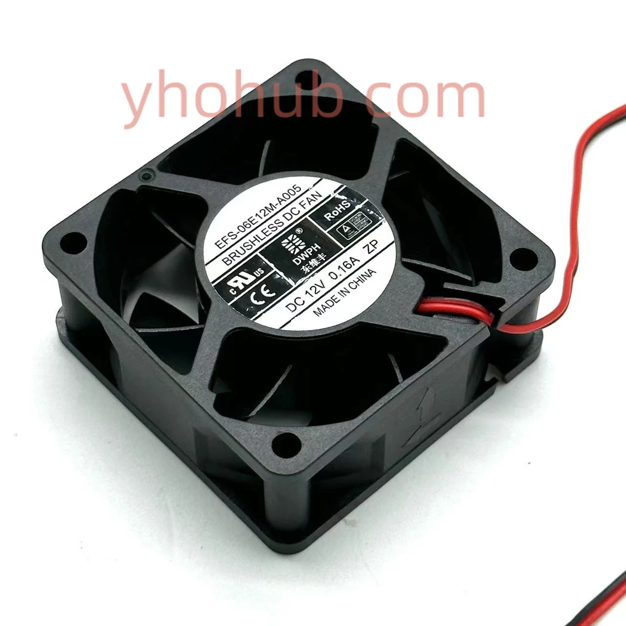 

DWPH EFS-06E12M-A005 DC 12V 0.16A 60x60x25mm 2-Wire Server Cooling Fan