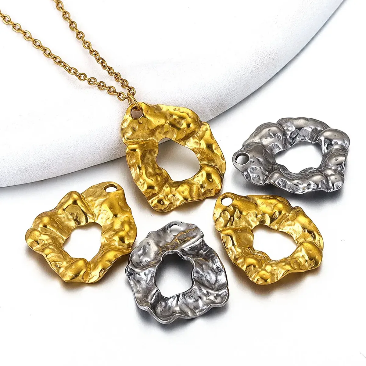 

5pcs Irregular Pendant Charms Golden Silver Color Pendants Handmade Earrings Connectors Diy Jewelry Making Findings Accessories