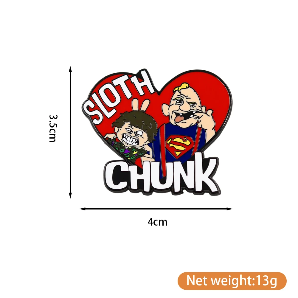 The Goonies Hey You Guys Super Sloth und Chunk Herz-Brosche Anstecknadel Lustige Gruselige Emaille-Pin Cooles Klassisches Film-Fan-Geschenk-Abzeichen – Detail 4