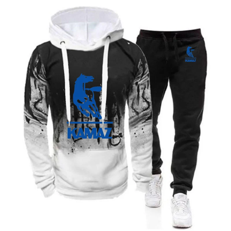 

2023 kamaz Men's New Tracksuit Hooded Sweatshirts Hoodie + Pants Two Pieces Sets Spring Gradient Hoodies Casual Sweatpant Suits