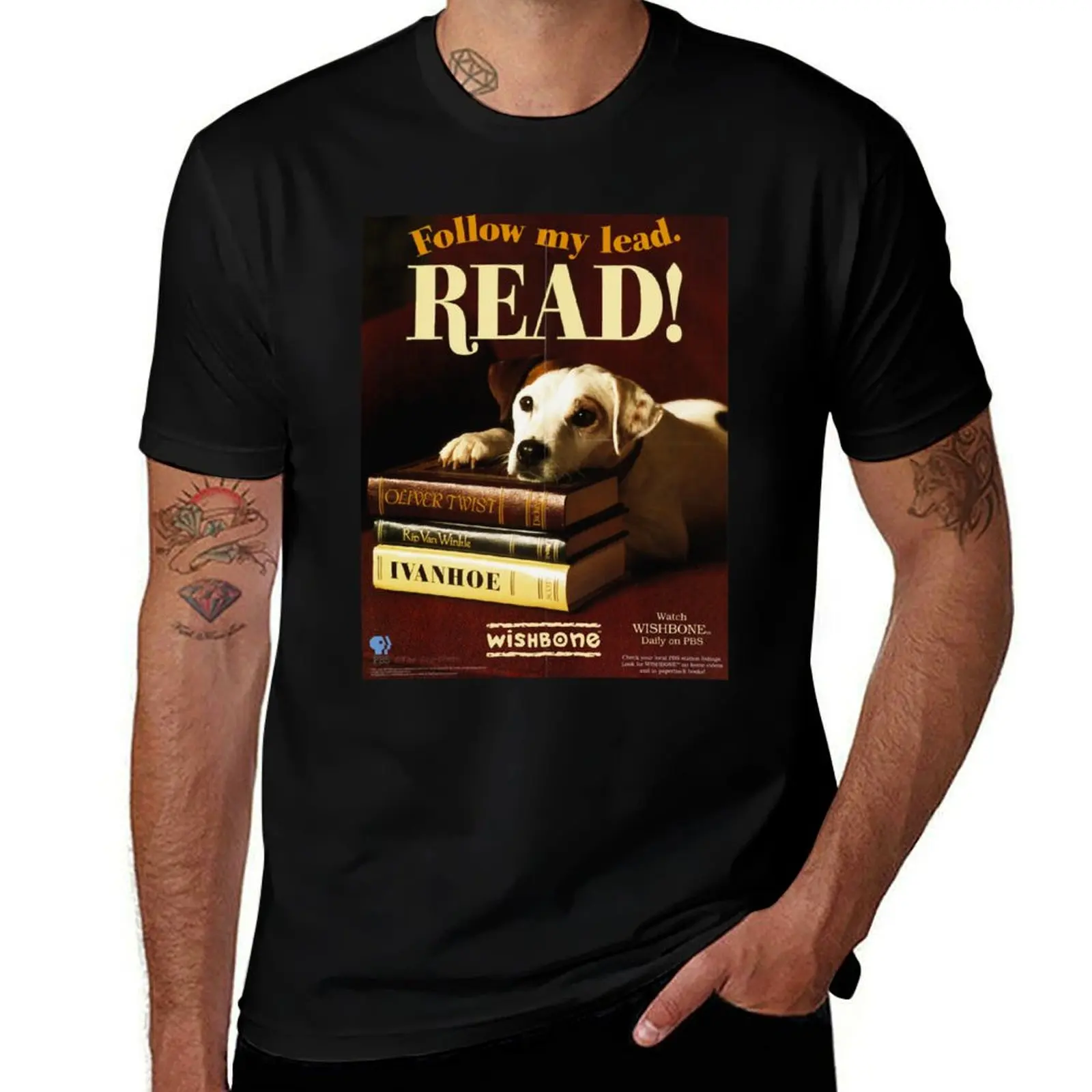 

Wishbone dog - READ! T-Shirt anime t shirts oversize t shirts for man pack white T-Shirt