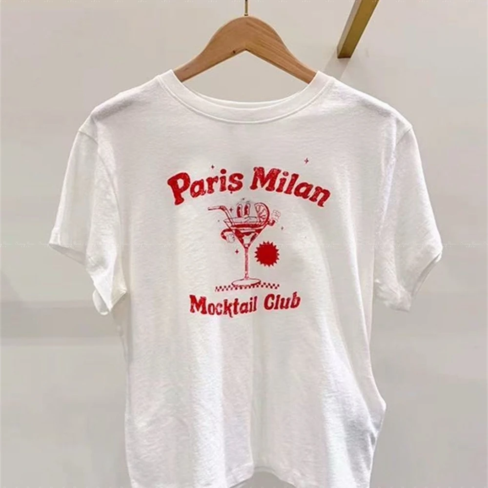 Spring Summer Mj Fashion Cute Letter Pattern Versatile T-Shirt Top Ladies' Shirt Stylish Casual Comfortable All-Match Design