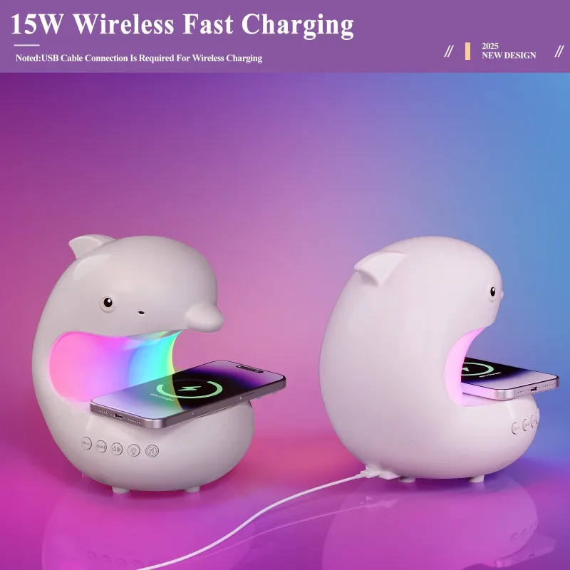 

Night Light New Mobile Phone Wireless Charging Bedroom Bedside Table Lamp Wireless Bluetooth Ambient Light Decoration