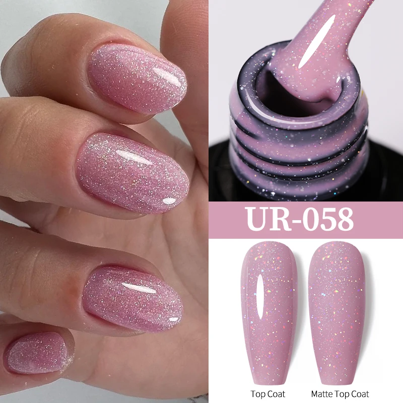 UR SUGAR 7,5 ml rosa glänzende Glitzer-Farbgel-Nagellack, semipermanenter Lack, Basisgel, Decklack, Soak Off UV-LED-Nagelkunst