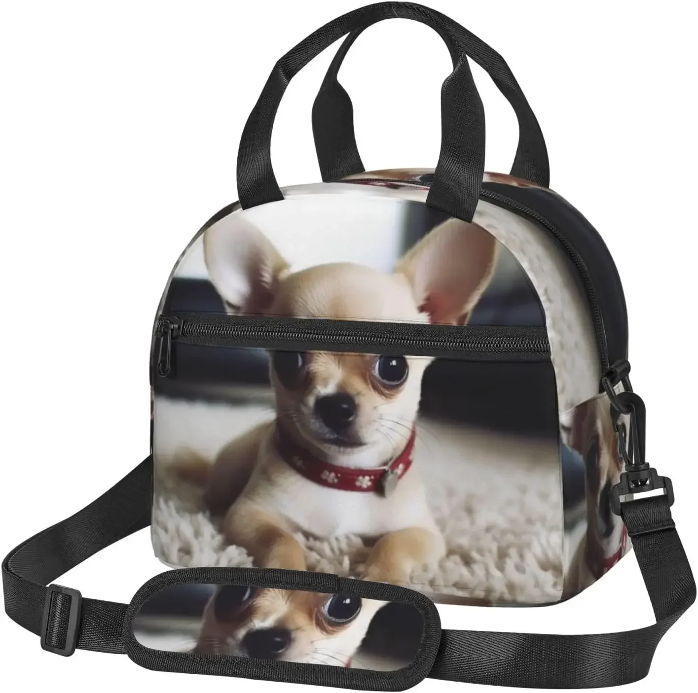 

Cute Chihuahua Print Lunch Box For Women Men Reusable Insulated Cooler Portable Tote Bag Large Capacity Lunch Container