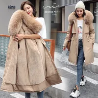 Women's Thickened Fleece Lined Parka Coat Korean Style Slim Fit Winter Cotton Jacket Trendy Mid-Length Zipper Closure Long Sl... 2