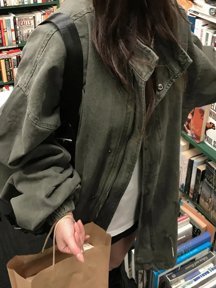 

Свободное повседневное женское ветровка, корейская версия, Batwing Sve, свободное универсальное пальто с воротником-стойкой