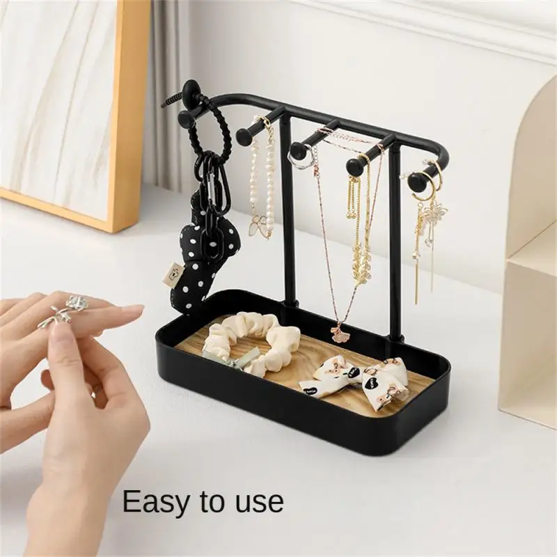 Fashion Jewelry Organizer Display For Earrings Necklaces Jewelry Storage Rack With Wooden Base Bracelet Hanging Holder