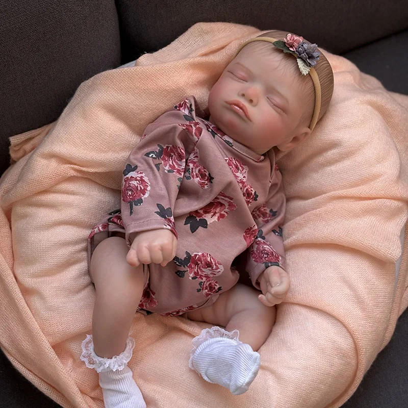 

45CM Full Body Silicone Reborn Newborn Baby Doll Rosalie Multiple Layers Painting 3D Skin Detailed Veins Bebe Reborn