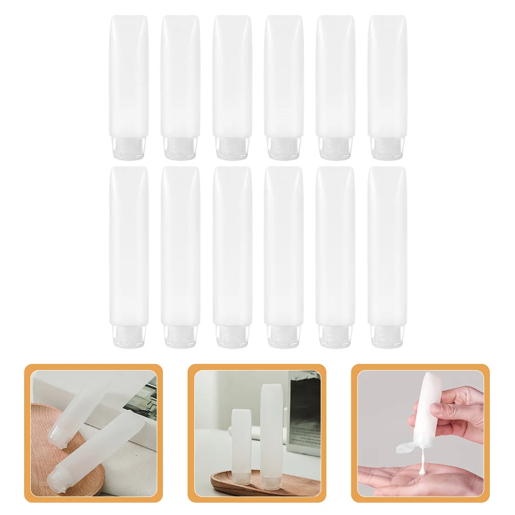 

12Pcs Reusable Makeup Tubes Empty Travel Bottles for Cosmetics Skincare Shampoo Lightweight Portable Liquid Dispenser with