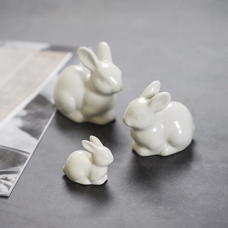 Ceramic Little White Rabbit Micro landscape Decoration Ceramic Ornaments Home Decoration White Ceramic Bird Creative Ornaments