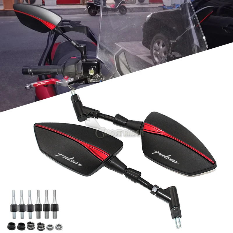 Espejos retrovisores laterales para motocicleta, retrovisores universales de 8MM y 10MM, para Bajaj Pulsar 200, NS/200, RS/200, para todos los años