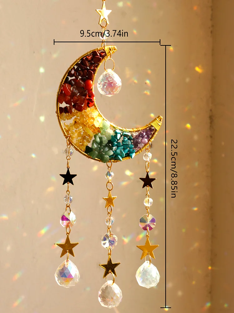 Crystal Sun Catcher Prism Wind Chimes Rainbow Maker Light Catcher Wall Hanging Decor Moon Catchers Room Decors Aesthetic Gifts