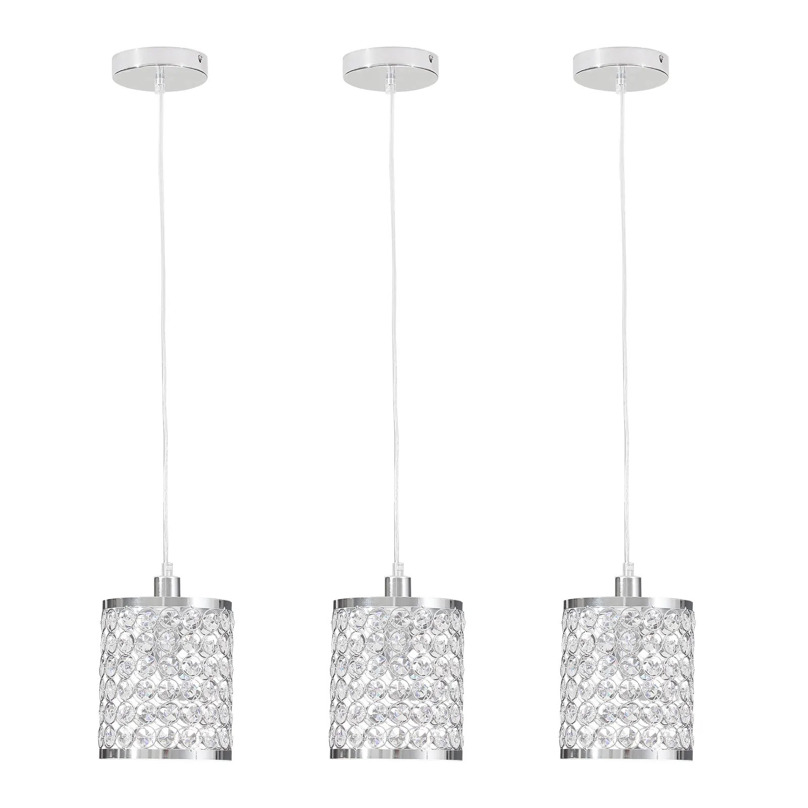 Crystal Chandeliers – Chrome-Plated Ceiling Fixture with Shimmering Crystal Lampshade for Home and Office Use