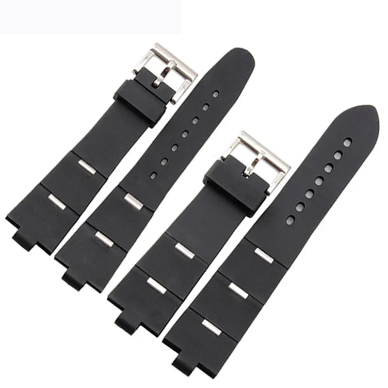 Black rubber replacement strap suitable for Bvlgari Diagono 24mm * 8mm 22mm * 8mm male and female agreed silicone strap