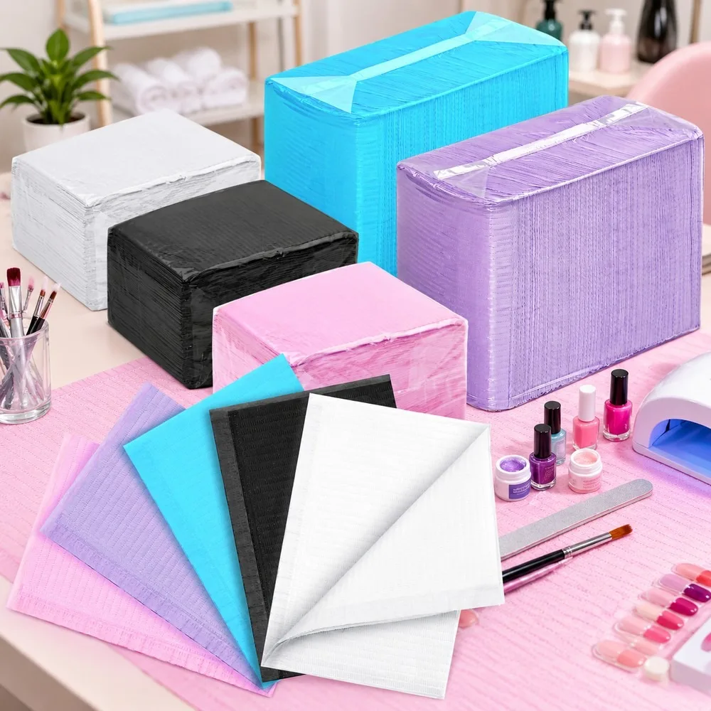 50pcs Disposable Nail Art Table Mat Waterproof Absorbent Cleaning Pad Manicure Table Cover Towel for Salon Hand Pillow Tool