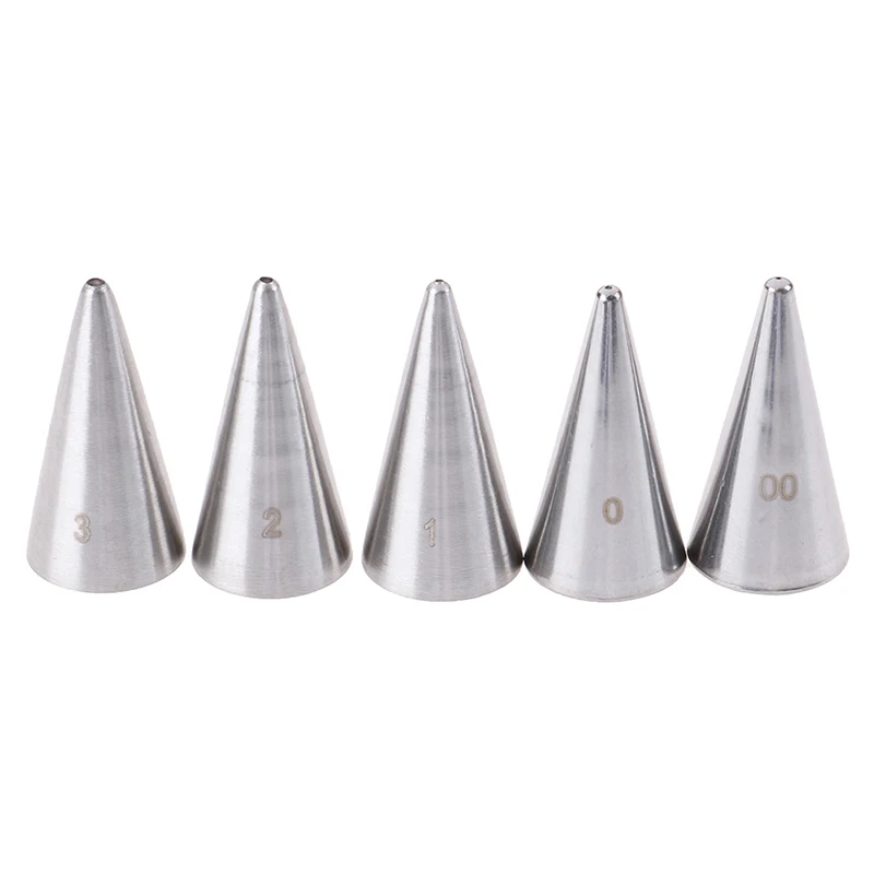 Sterk corrosieresistand 5pcs Round Fine Hole Icing Piping Nozzles Cream tips Decoreren Pasthulppas