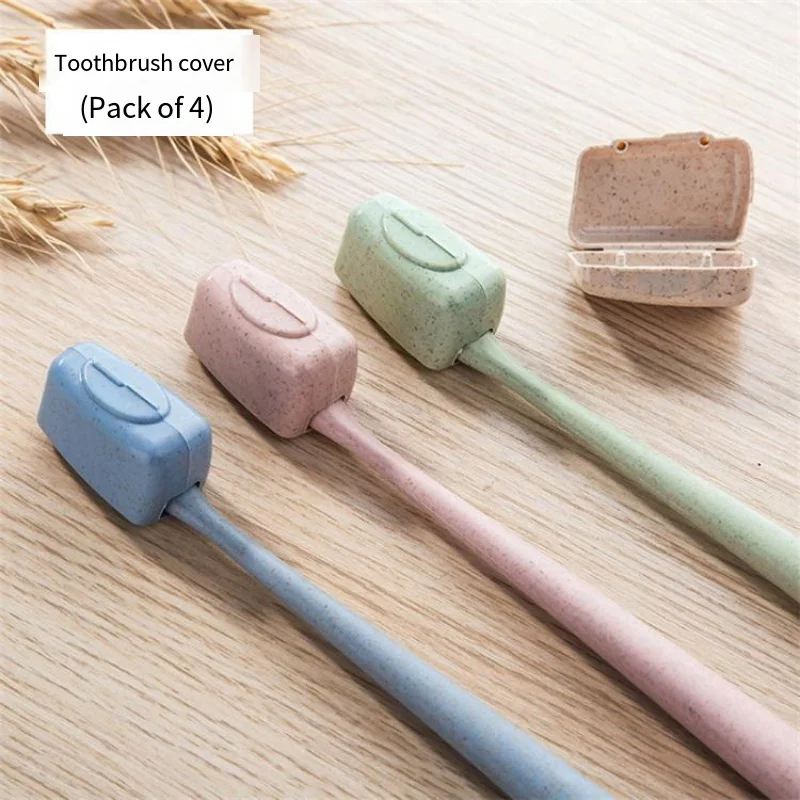 

4pcs Soft-Bristle Toothbrush Head Cover Bamboo Charcoal Household Fine Hair Toothbrush Antibacterial Men and Women Dental Care