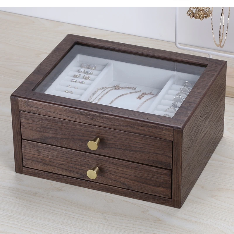 

European style jewelry box wooden drawer organizer storage cosmetic multi-layer