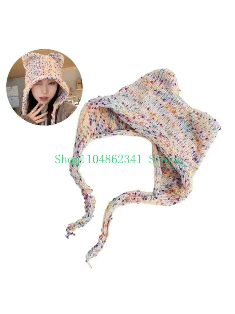 

652F Womens Winter Peruvian Cover Ears Beanie Hat Ear Flap Sherpas Ski Snow Hats Knit Ear Strap Hat