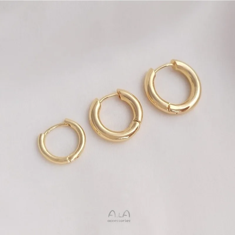 14K Gold Round Ring Ear Buckle Classic Fashion Round Earrings DIY Stud Earrings Internet Celebrity Temperament Women's Jewelry